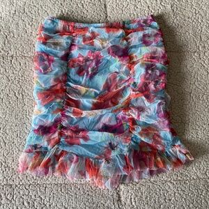 Victoria's Secret Floral Ruched Mesh Mini Skirt